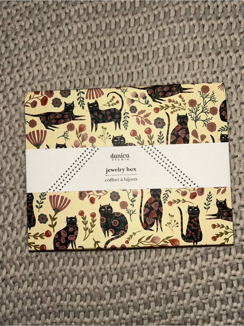Danica Studio Yellow Floral Cat Jewelry Box